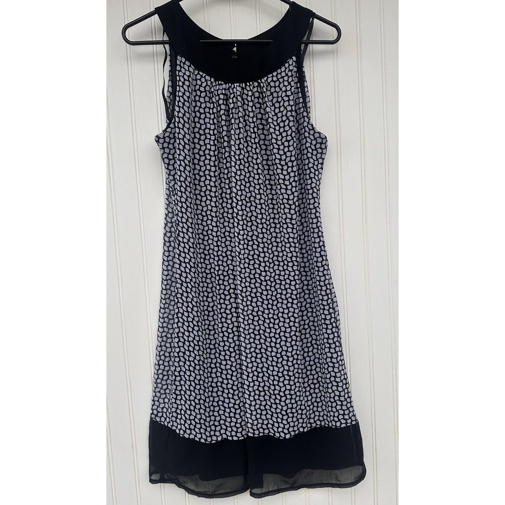 Menu Women’s Size 12 Black White Geometric Sleeveless Chiffon Lined Dress